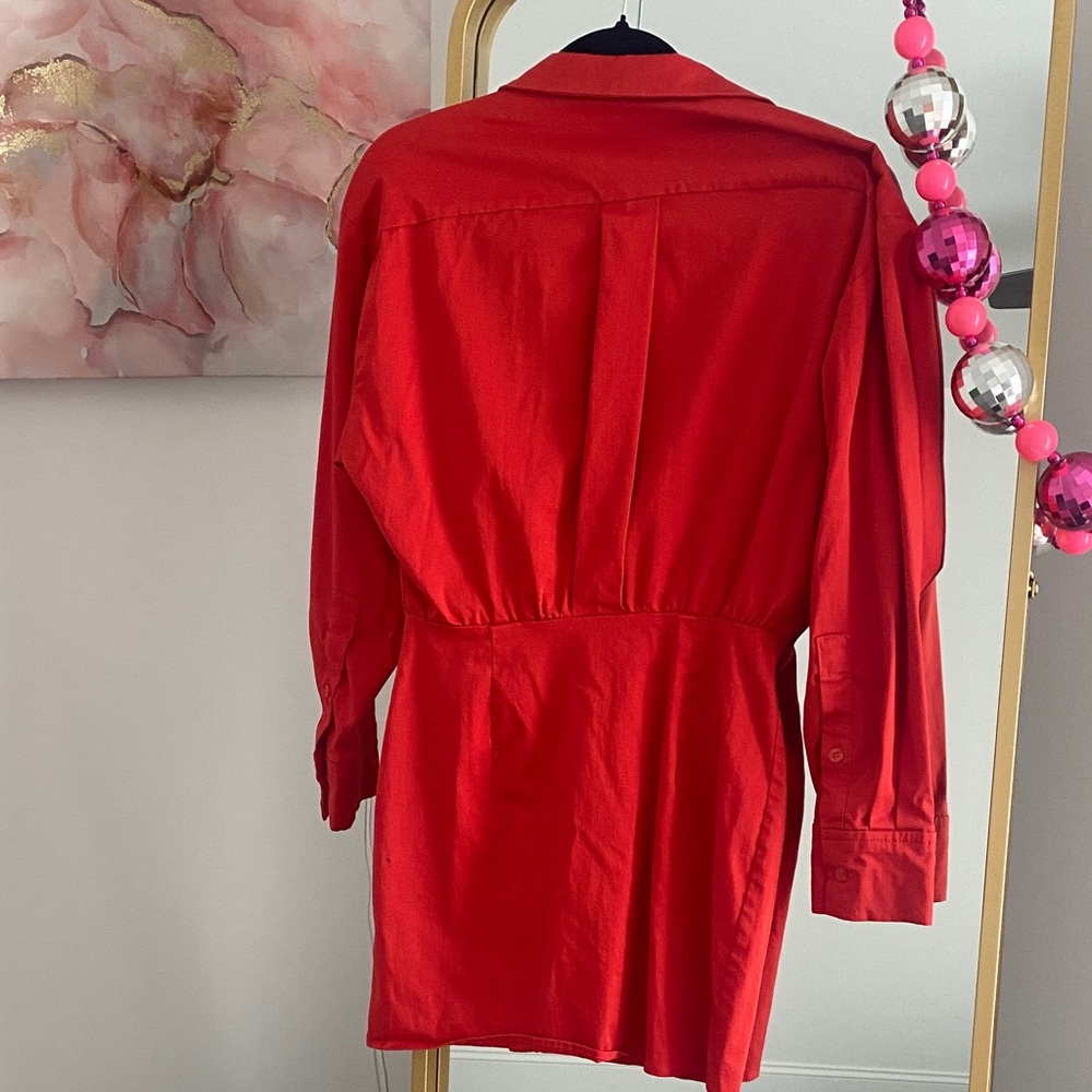 Zara Red Long Sleeve Dress - Picture 3 of 4